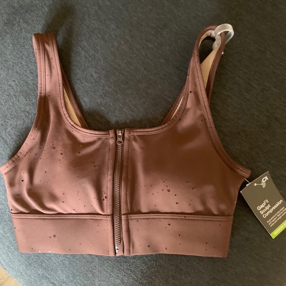 GapFit Sculpt Medium Impact Zip Front Sports Bra - Picture 3 of 3